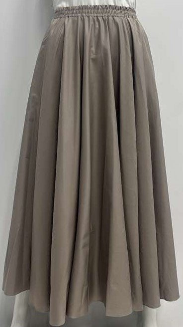 CLASS COLLECTION COTTON CIRCLE SKIRT WITH ELASTIC WAISTBAND-MIDI STONE