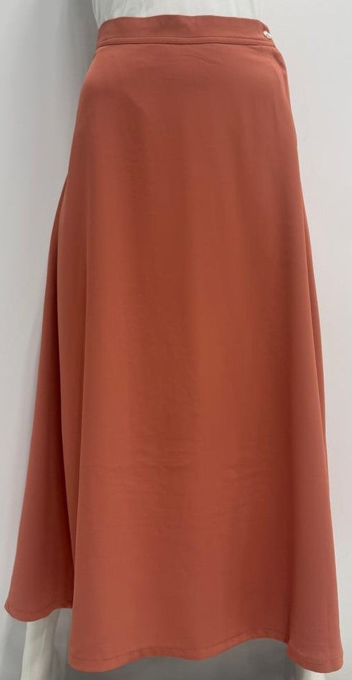 CLUB MALIBU A-LINE CREPE SKIRT W SIDE BUTTON & ZIPPER-MIDI DUSTY MAUVE
