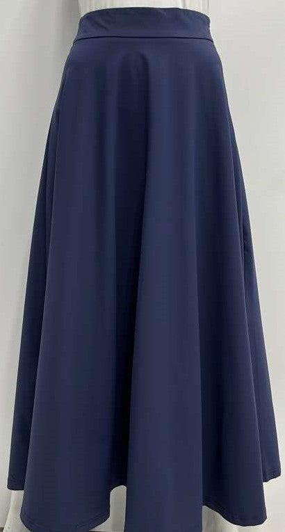 SLATE DRESSY FLAIRY SKIRT-MIDI NAVY