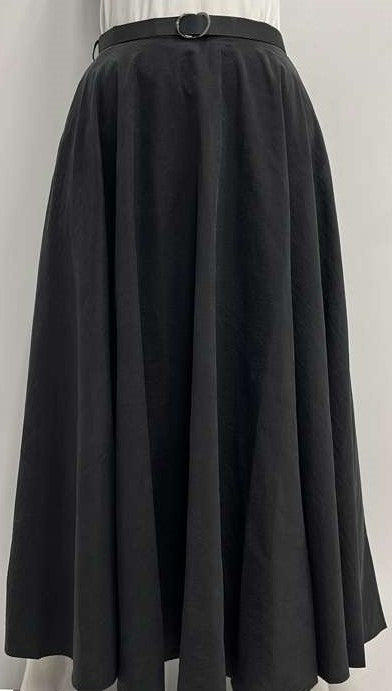 SHIFT DRESSY CIRCLE SKIRT W BELT- MIDI BLACK