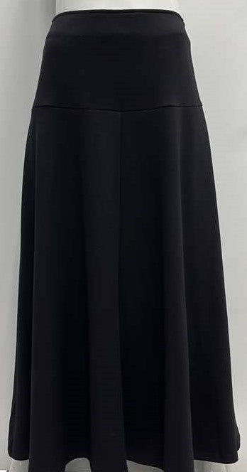 SLATE PONTE SKIRT W YOKE & SIDE ZIPPER-MAXI BLACK