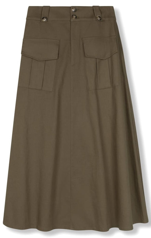 SLATE CARGO DETAILED SKIRT-MIDI HUNTER GREEN