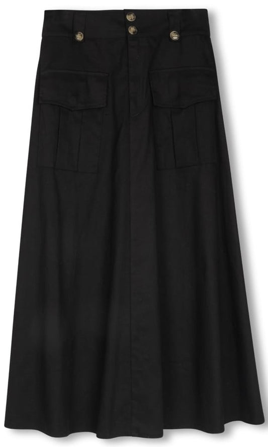 SLATE CARGO DETAILED SKIRT-MIDI BLACK