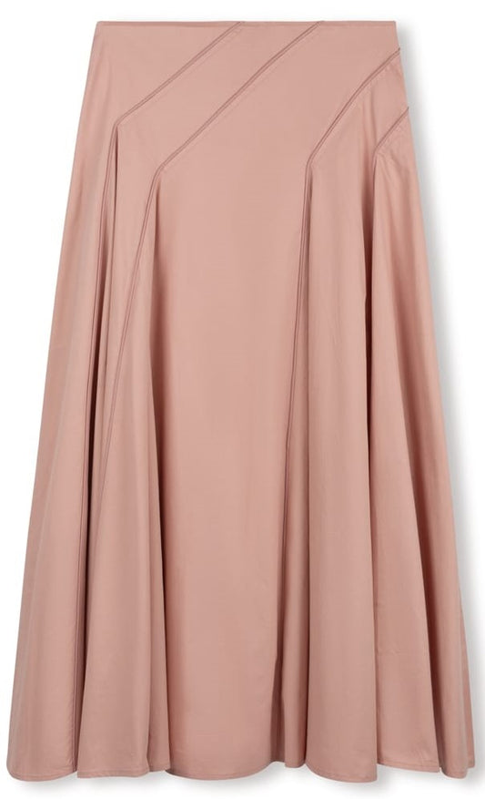 GEMMA ALBRIGHT COTTON FLAIRY SKIRT W DIAGONAL SEAMS-MIDI PINK