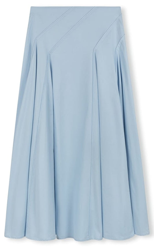 GEMMA ALBRIGHT COTTON FLAIRY SKIRT W DIAGONAL SEAMS-MIDI BLUE