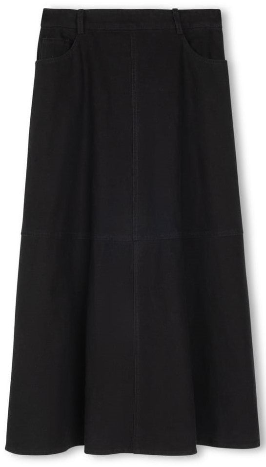 STORY A-LINE SKIRT W POCKETS-MIDI BLACK