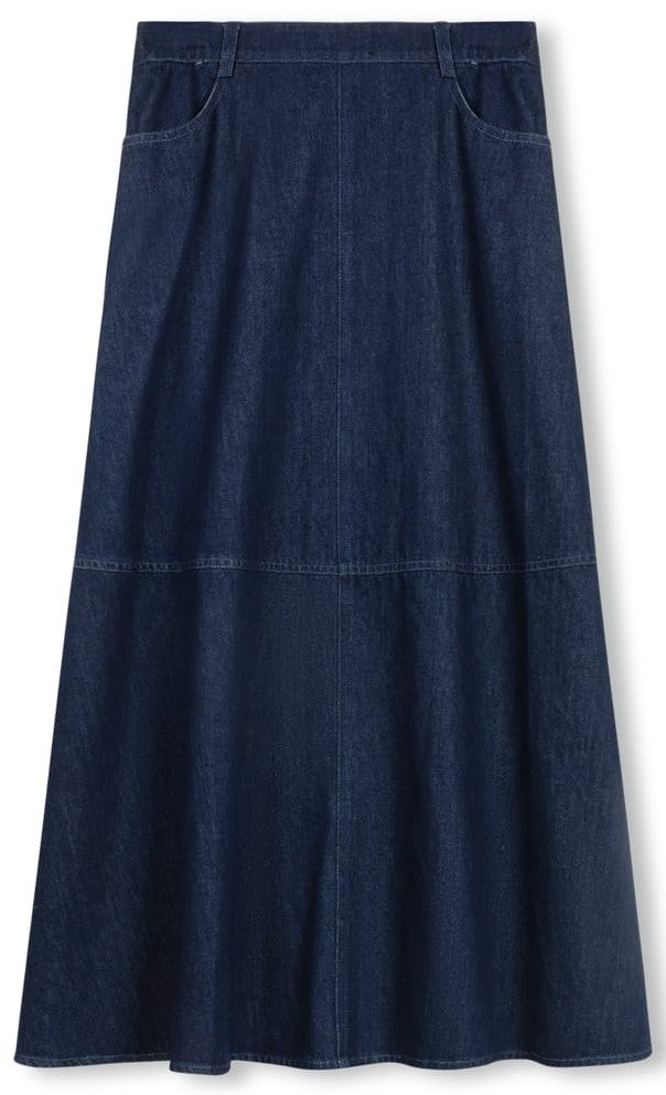 STORY A-LINE SKIRT W POCKETS-MIDI BLUE DENIM