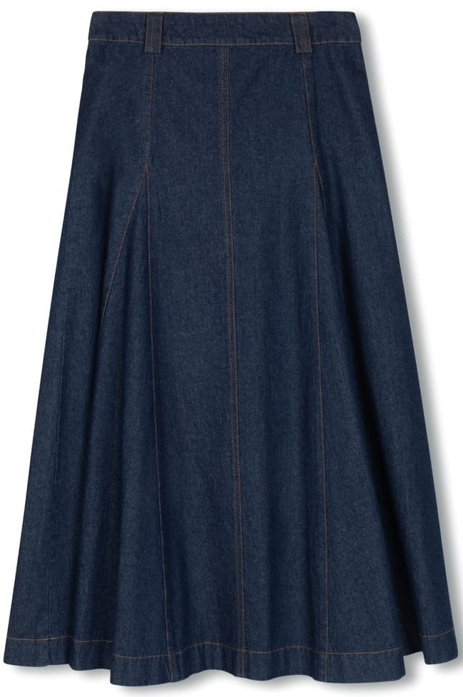 SLATE A-LINE SKIRT W INSERTS-MIDI DENIM