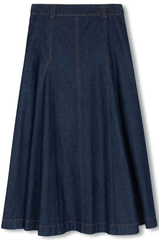 SLATE A-LINE SKIRT W INSERTS-MIDI DENIM