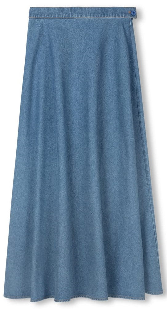STORY A-LINE SKIRT W SIDE BUTTON-MIDI DENIM