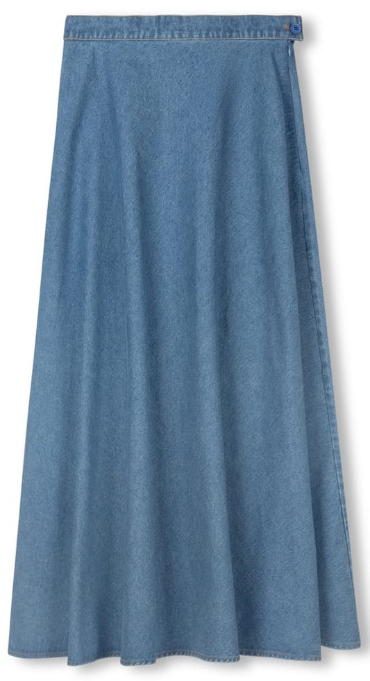 STORY A-LINE SKIRT W SIDE BUTTON-MIDI DENIM