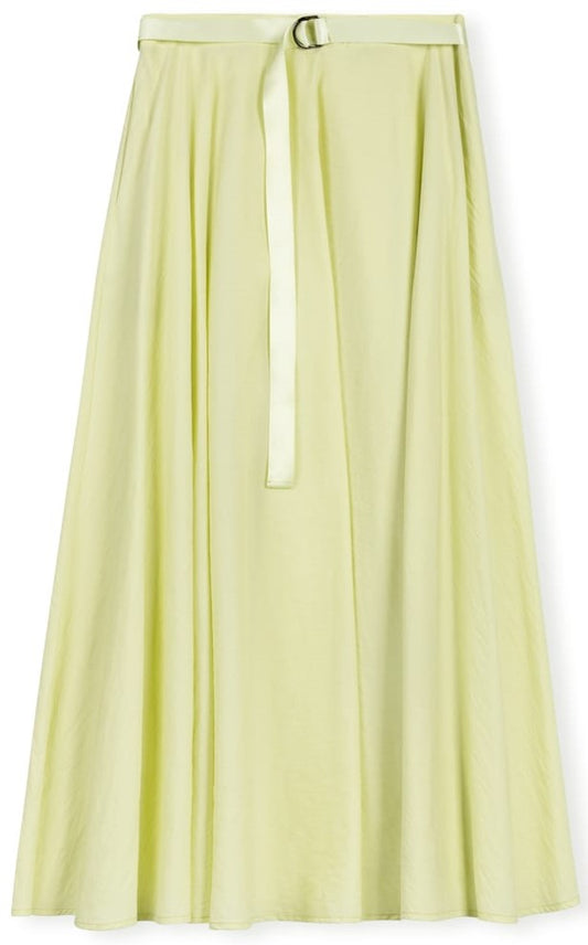 SHIFT DRESSY CIRCLE SKIRT W BELT- MIDI LIGHT GREEN