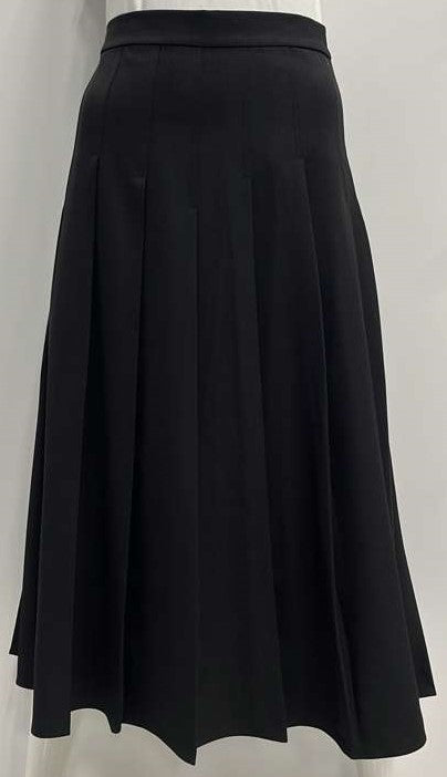 WEAR AND FLAIR PLEATED SKIRT W STICH DOWN DETAIL-EXTRA LONG BLACK