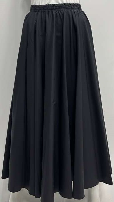 CLASS COLLECTION COTTON CIRCLE SKIRT WITH ELASTIC WAISTBAND-MIDI BLACK