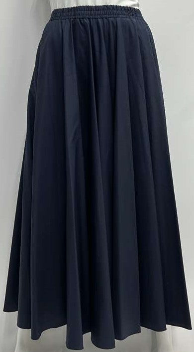 CLASS COLLECTION COTTON CIRCLE SKIRT WITH ELASTIC WAISTBAND-MIDI NAVY
