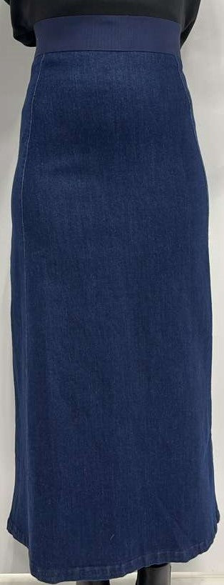 SLATE STRAIGHT A-LINE SKIRT W SEAMS-MIDI BLUE DENIM