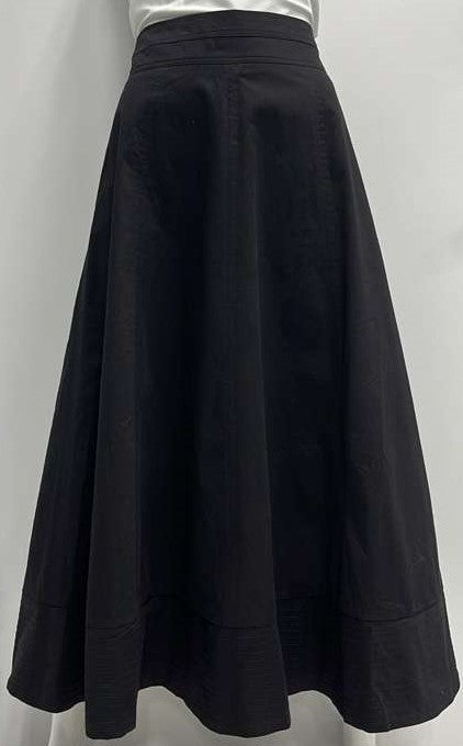 SHIFT PANELED SEAM DETAILED SKIRT-MIDI BLACK