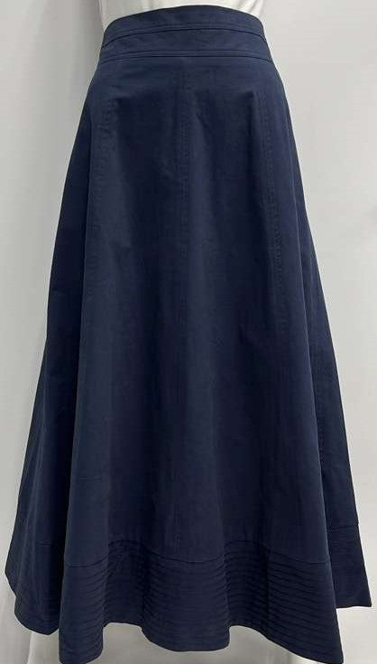 SHIFT PANELED SEAM DETAILED SKIRT-MIDI NAVY