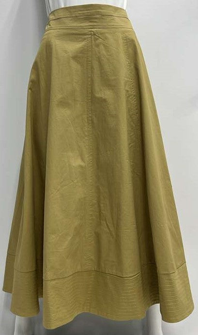 SHIFT PANELED SEAM DETAILED SKIRT-MIDI TAN