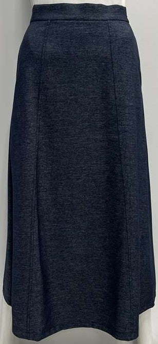 MYSTERY PANELED SKIRT W POCKETS-MIDI NAVY DENIM