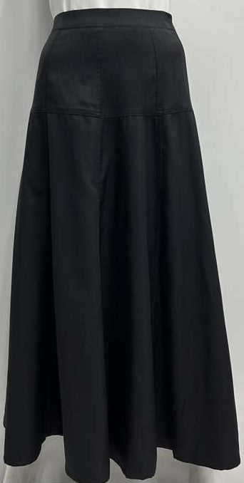 MAPLE CLIFF DRESSY PANELED SKIRT W YOKE-MIDI BLACK