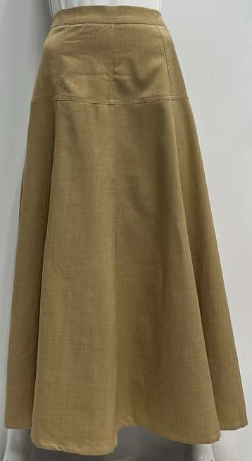 MAPLE CLIFF DRESSY PANELED SKIRT W YOKE-MIDI TAN