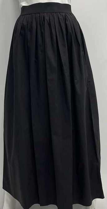 ERMANNA CASUAL COTTON SKIRT W ELASTIC WAISTBAND-MIDI BLACK
