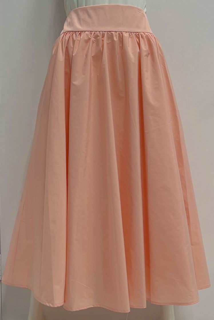 PEODE DESIGN TAFFETA CIRCLE SKIRT-MIDI PINK