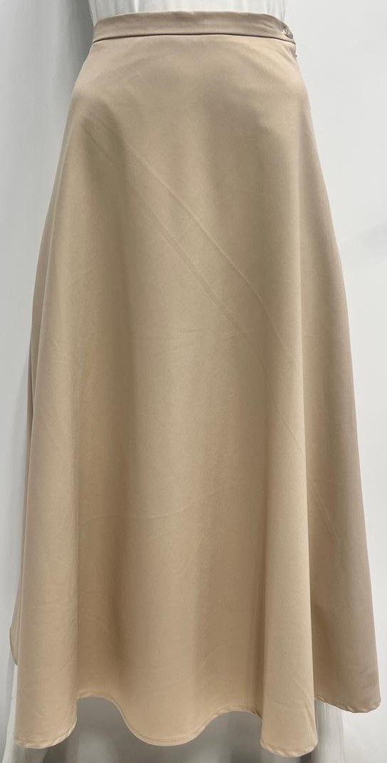 PEODE DESIGN BASIC A-LINE SKIRT-MIDI STONE