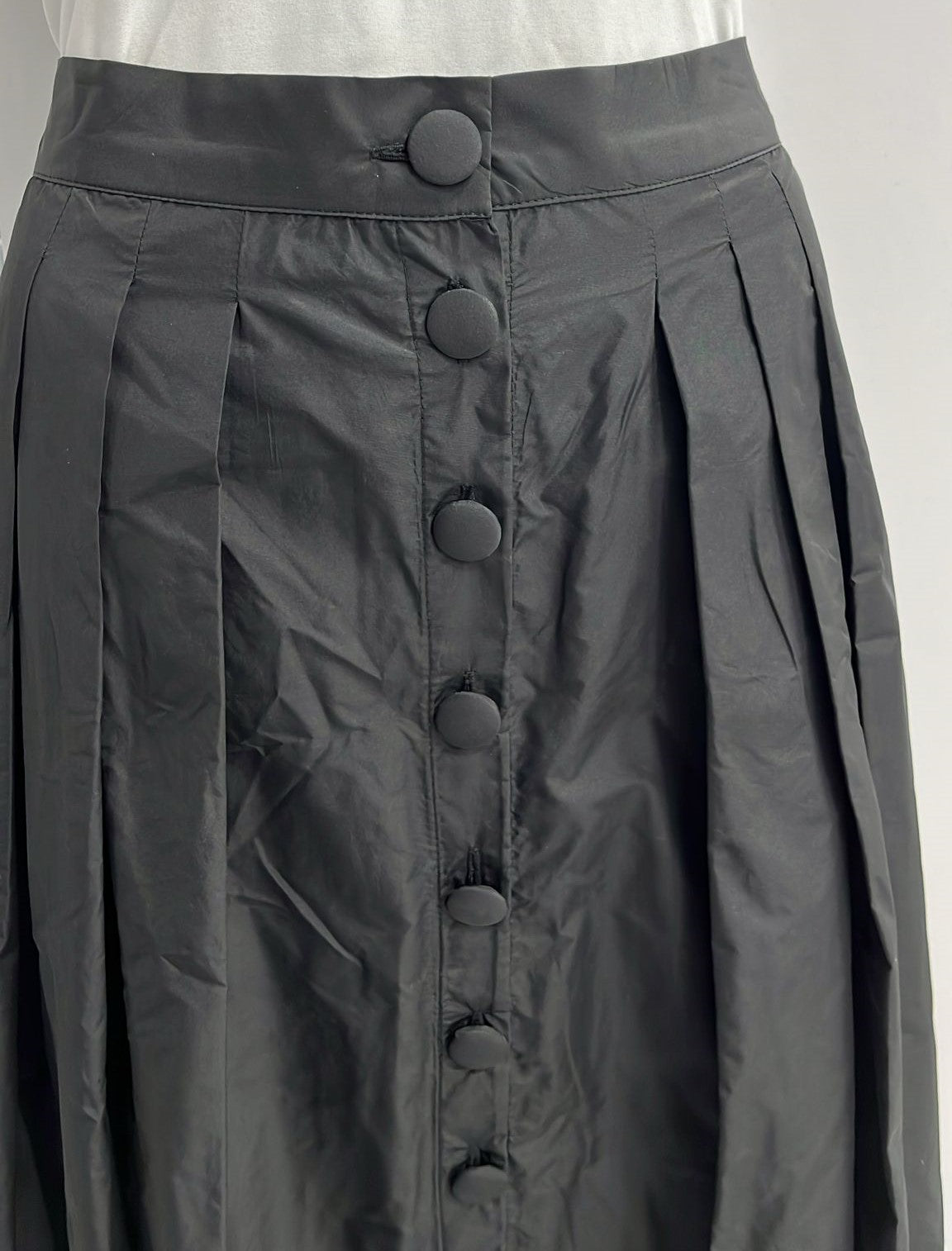 BARELLI COVERED BUTTONS TAFETTA SKIRT- MIDI BLACK