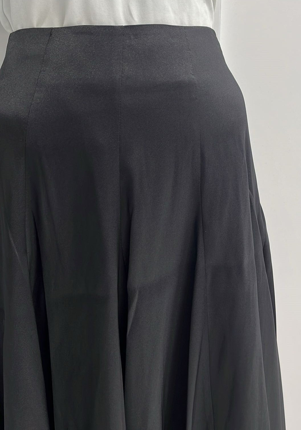BARELLI SATIN FLAIRY PANELED SKIRT-MIDI BLACK