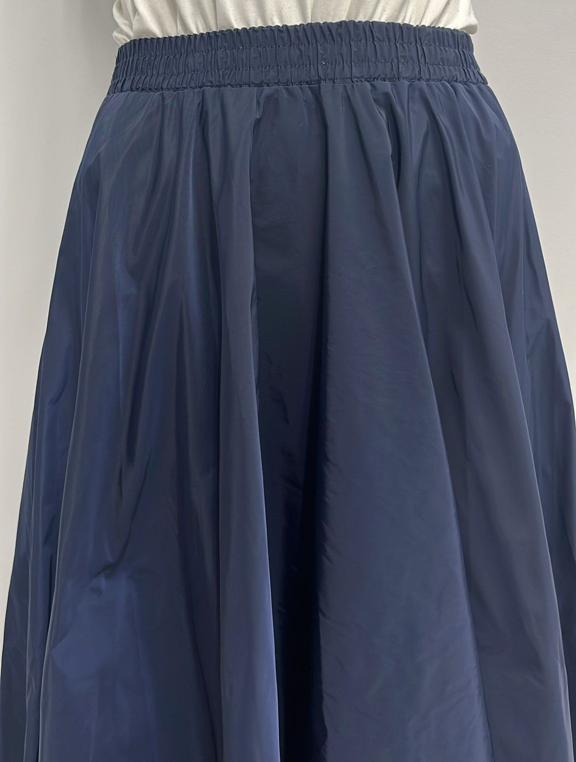CLASS COLLECTION TAFETTA CIRCLE SKIRT WITH ELASTIC WAISTBAND-MIDI NAVY