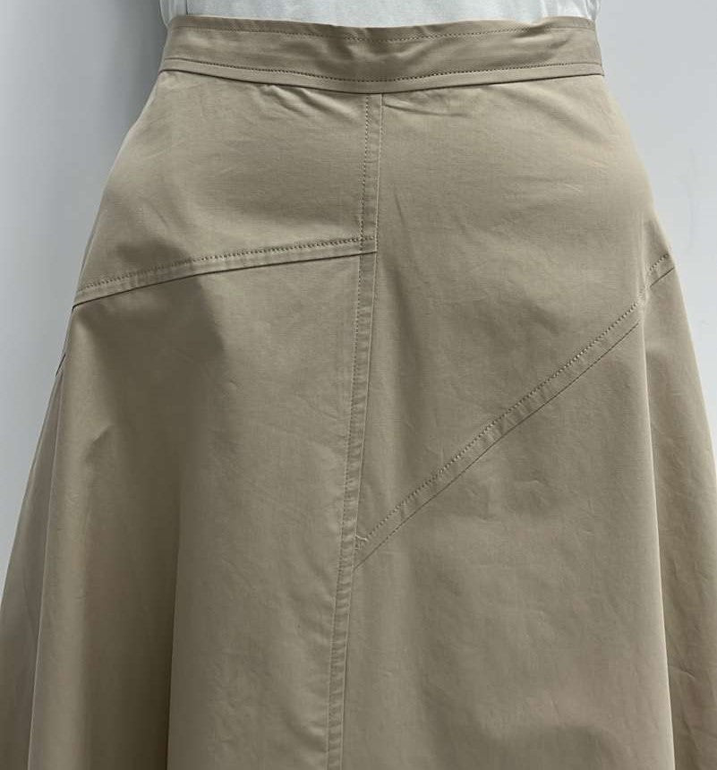 MYSTTE A-LINE SKIRT W DETAILED SEAMS-MAXI BEIGE