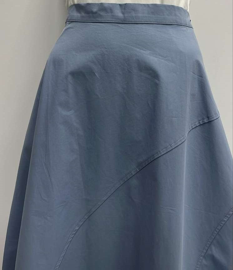 MYSTTE A-LINE SKIRT W DIAGONAL SEAMS-MAXI BLUE