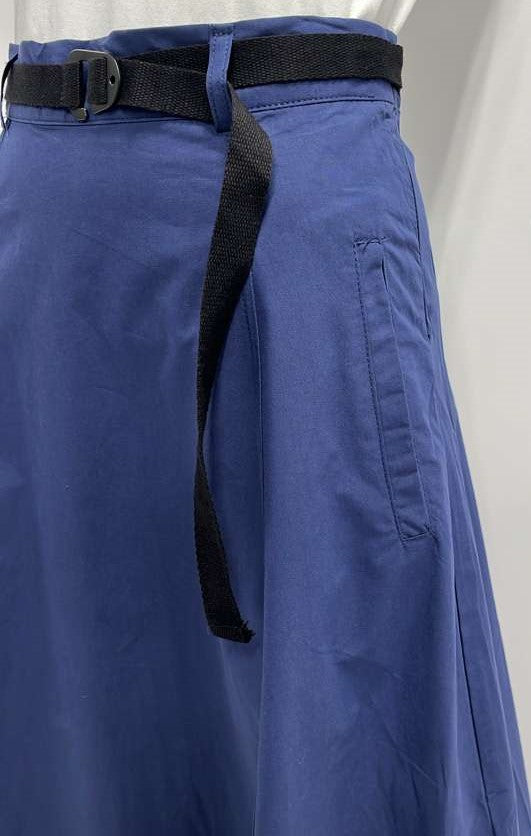 MYSTTE A-LINE SKIRT W BELT & POCKETS-MIDI NAVY