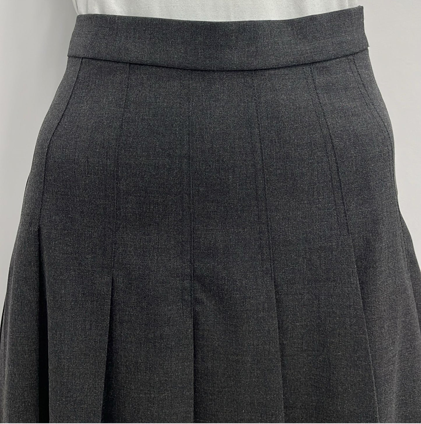 WEAR AND FLAIR PLEATED SKIRT W STICH DOWN DETAIL-35" CHARCOAL GREY