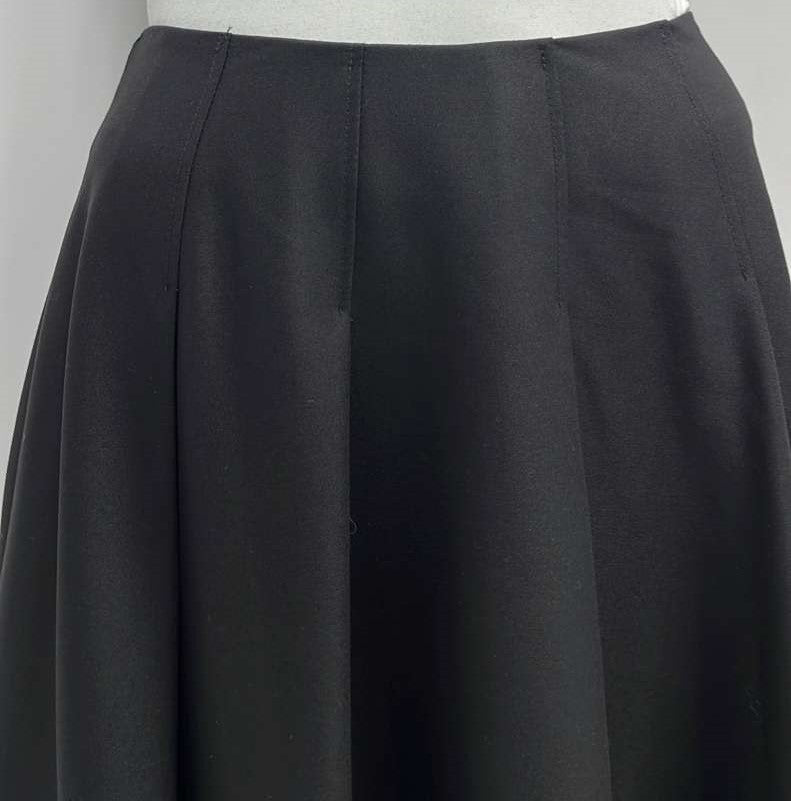 WEEKEND FLARED SUITING SEWN DOWN PLEATS SKIRT W BOW-MIDI BLACK