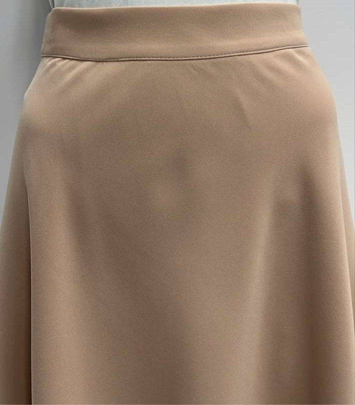 SAMS FASHION A-LINE CREPE SKIRT-MIDI BEIGE