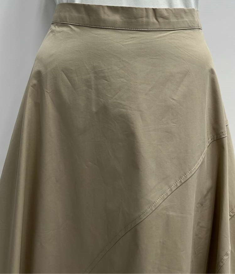 MYSTTE A-LINE SKIRT W DIAGONAL SEAMS-MAXI BEIGE