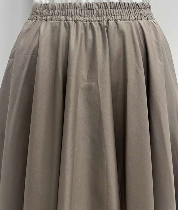 CLASS COLLECTION COTTON CIRCLE SKIRT WITH ELASTIC WAISTBAND-MIDI STONE