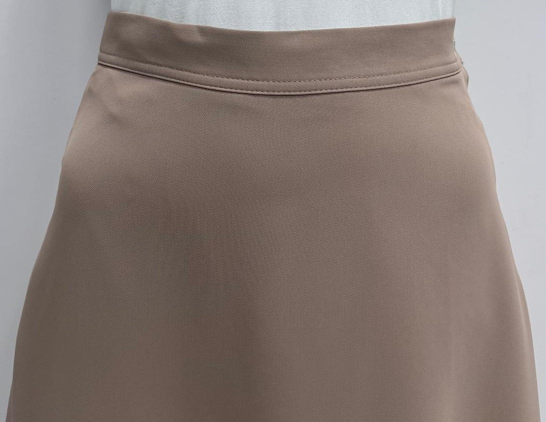 CLUB MALIBU A-LINE CREPE SKIRT W SIDE BUTTON & ZIPPER-MIDI STONE