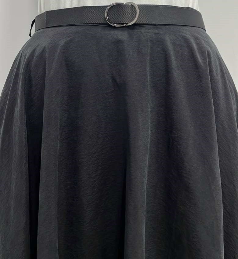 SHIFT DRESSY CIRCLE SKIRT W BELT- MIDI BLACK