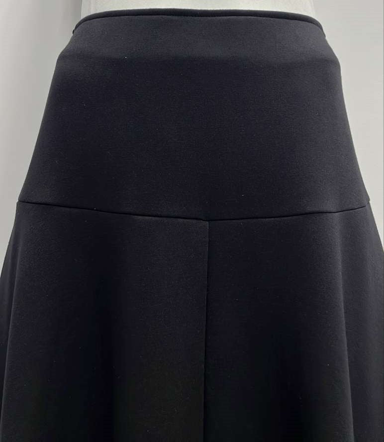 SLATE PONTE SKIRT W YOKE & SIDE ZIPPER-MAXI BLACK