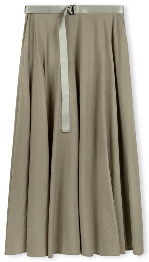 SHIFT DRESSY CIRCLE SKIRT W BELT- MIDI OLIVE GREEN