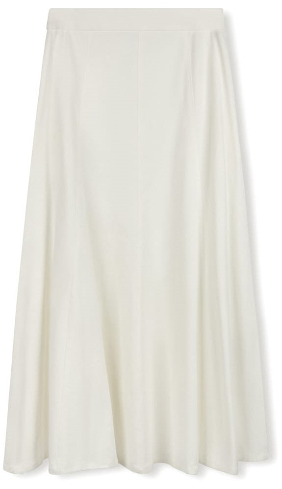 SLATE PANELED FLAIRY SKIRT W BELT-MIDI WHITE