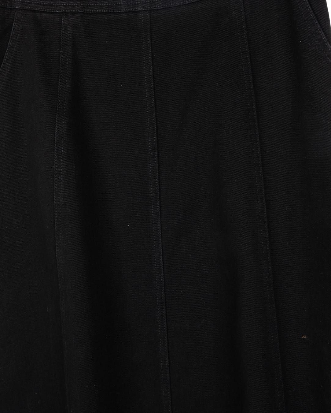 SLATE FRONT PANELED SKIRT W POCKETS-MIDI BLACK