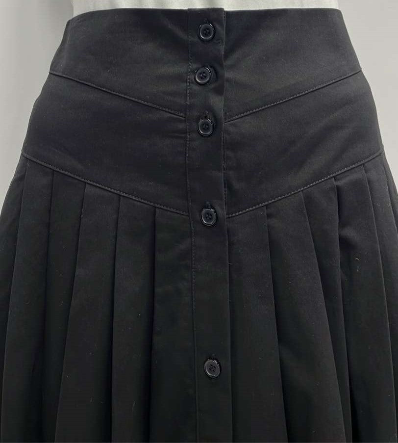 MODELLE FRONT PLEATED BUTTON DOWN SKIRT-MIDI BLACK
