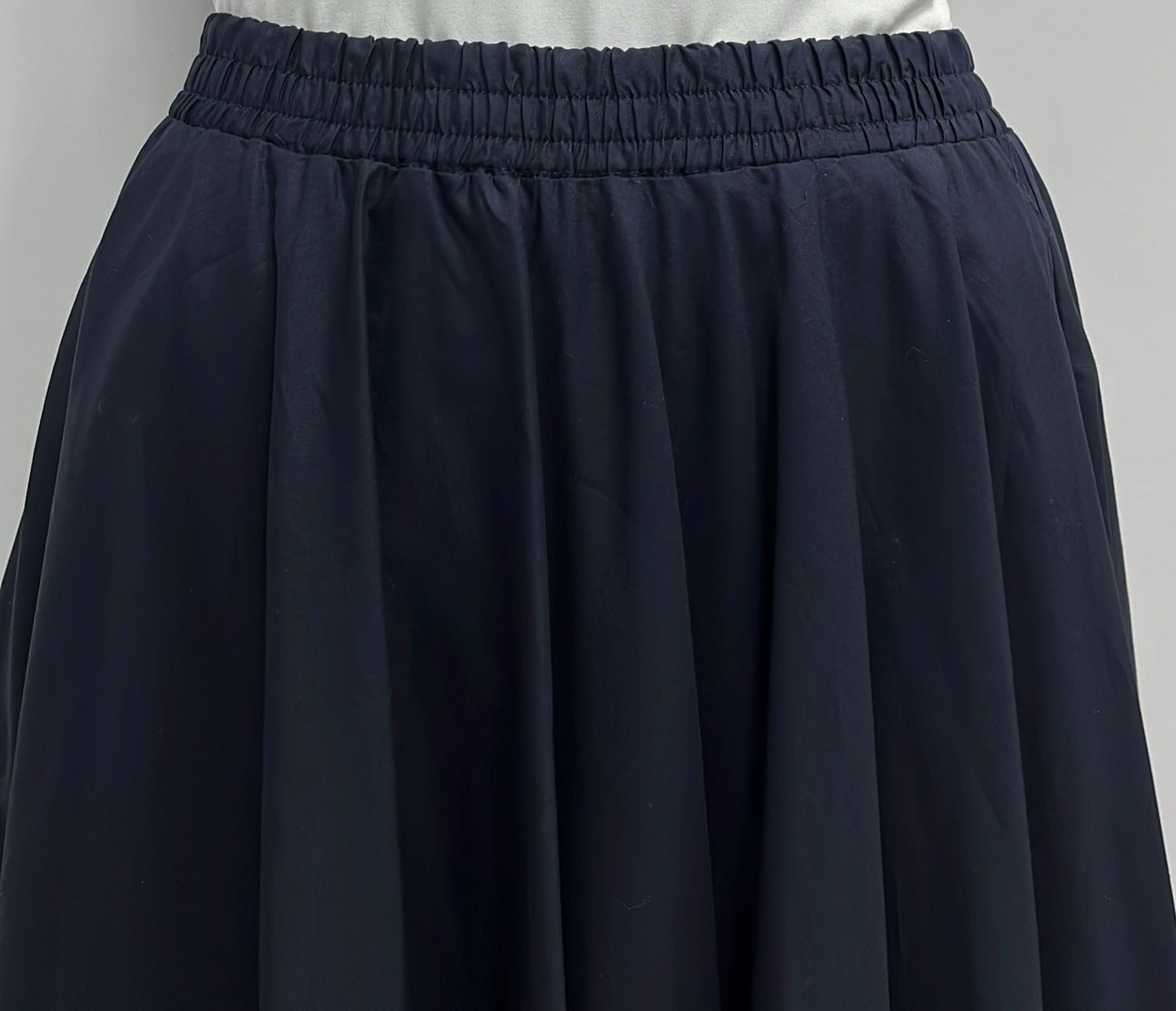 CLASS COLLECTION COTTON CIRCLE SKIRT WITH ELASTIC WAISTBAND-MIDI NAVY