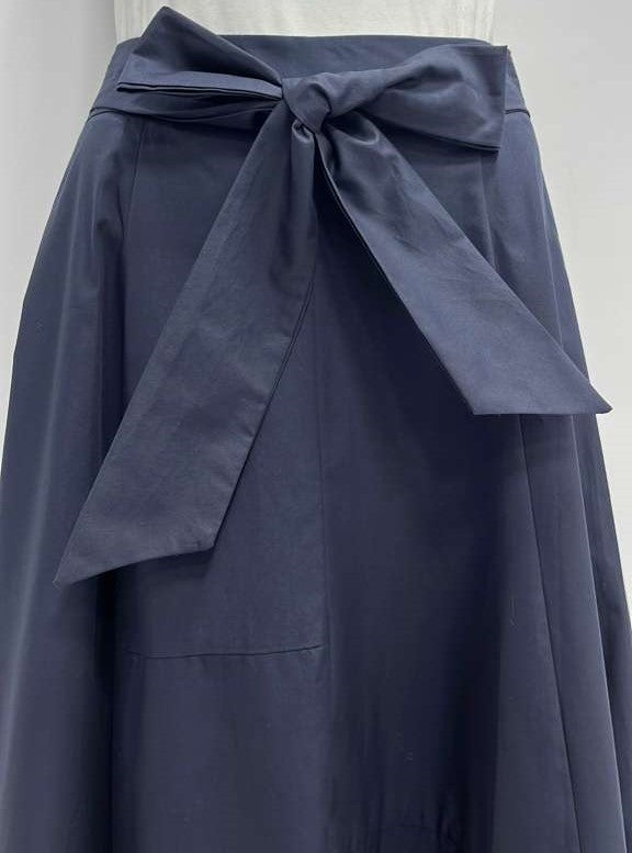 WEEKEND/CLASS TRUMPET SKIRT W BOW-MIDI NAVY