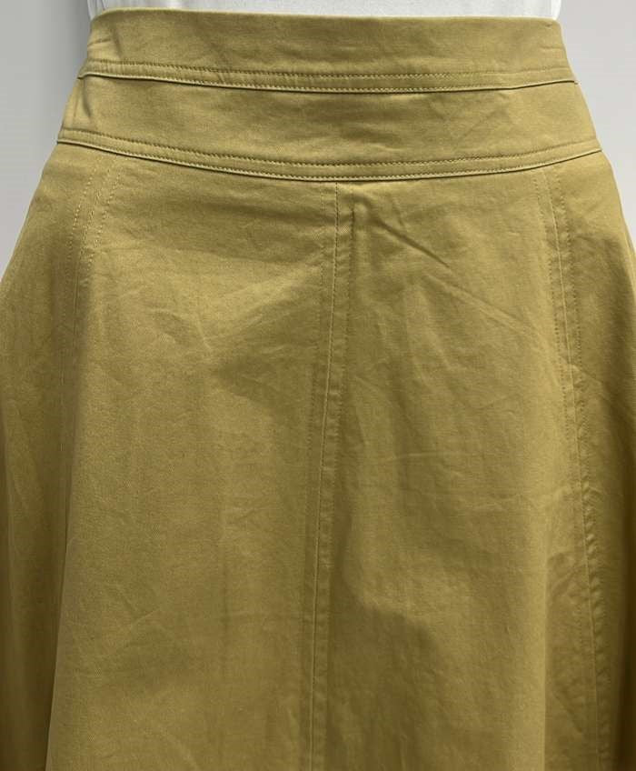 SHIFT PANELED SEAM DETAILED SKIRT-MIDI TAN